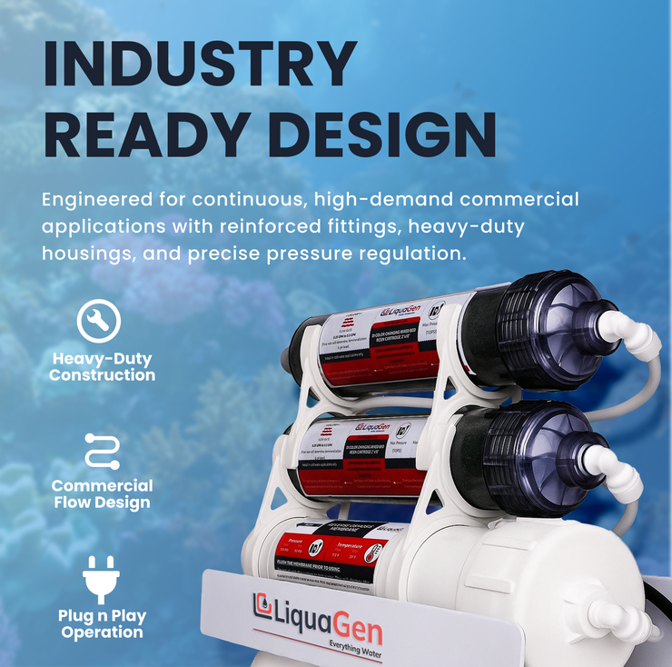 Commercial Grade Reverse Osmosis + Deionization (RO/DI) Water Filtration System - 300 GPD - 0 TDS Booster Pump