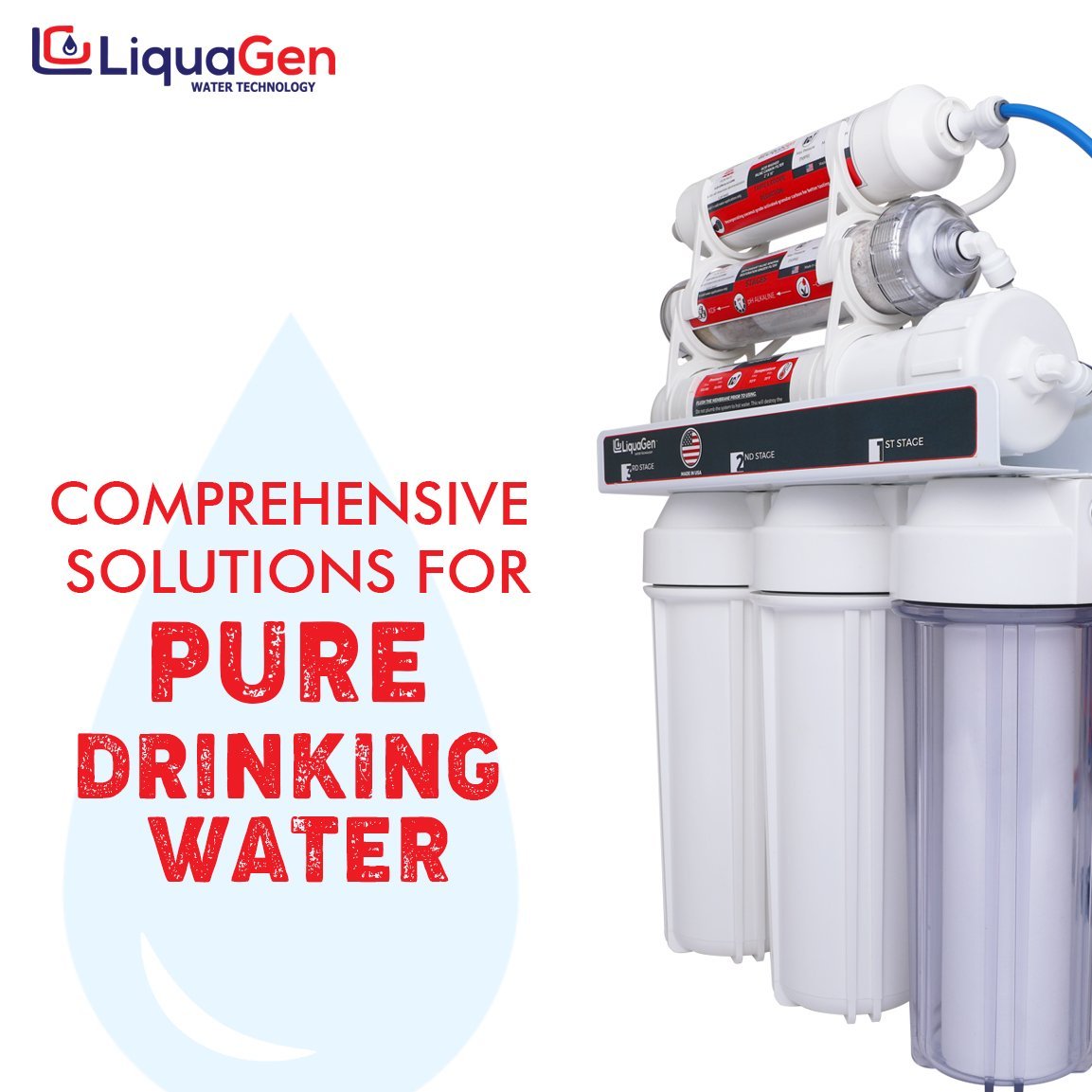 6- Stage Under Sink RO System + Anti-oxidant Mineral Restoration - LiquaGen Water