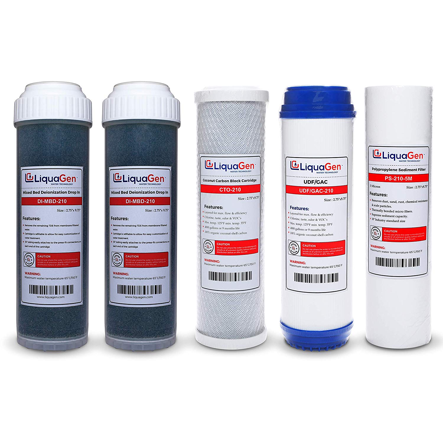 6 Stage RO/DI Replacement Filter Kit (2-OT-100) - LiquaGen Water