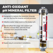 Anti-Oxidant Mineral Water Filter, - ORP + pH Alkaline - LiquaGen Water