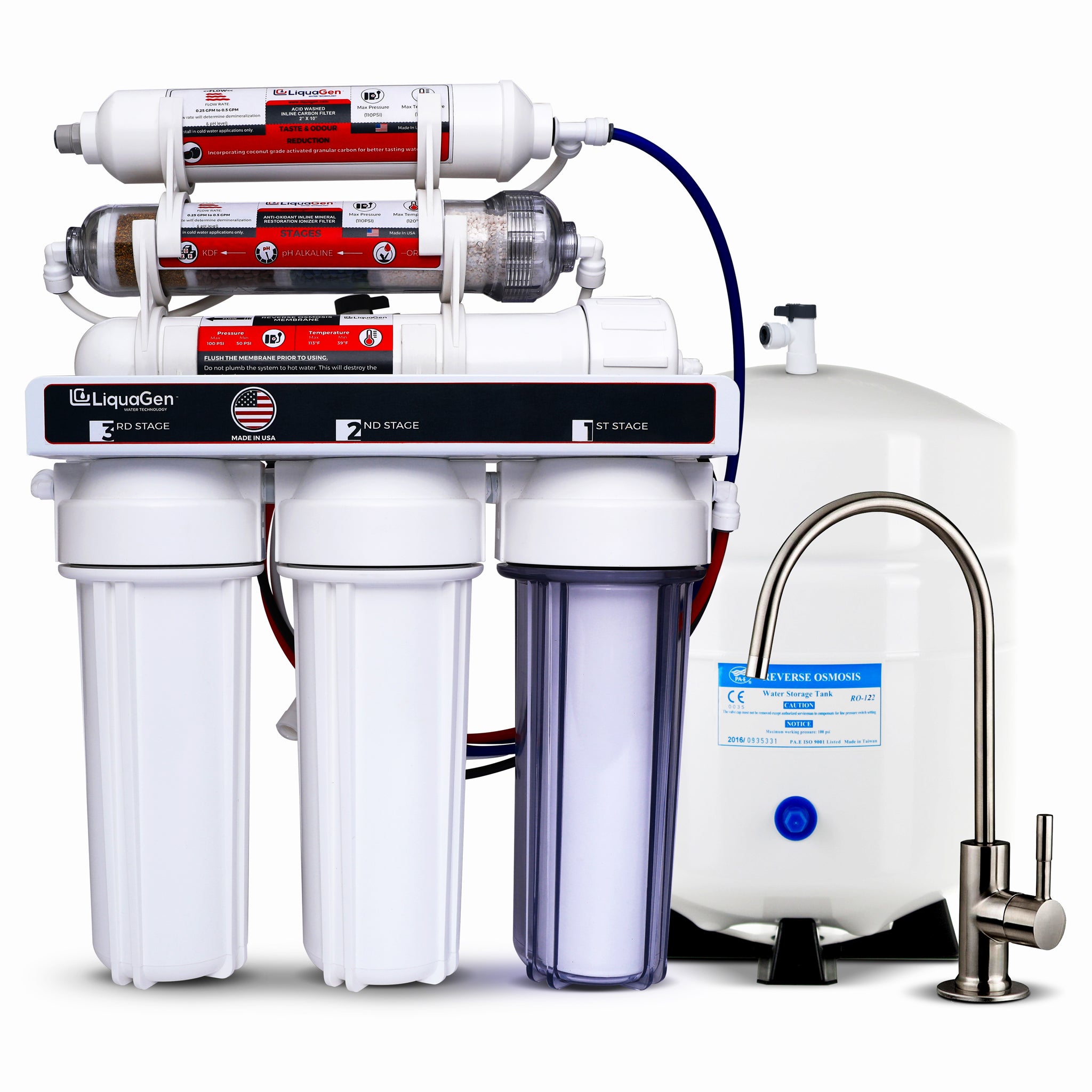 6- Stage Under Sink RO System + Anti-oxidant Mineral Restoration - LiquaGen Water