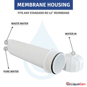 Reverse Osmosis Membrane Housing w/FULL KIT: 1/8" Female Connections - LiquaGen Water