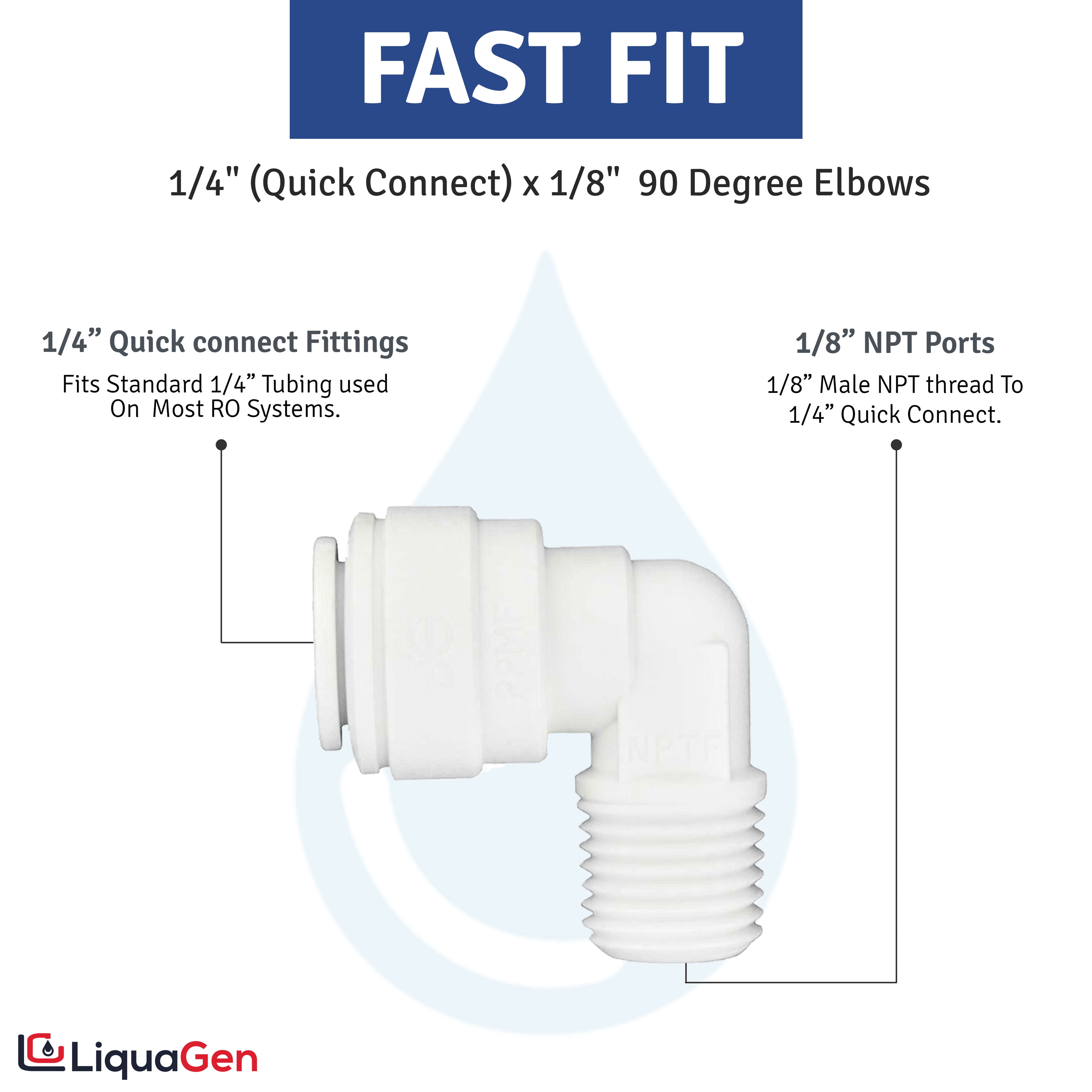 LiquaGen - Elbow Quick Connect Check Valve - 1/8" Male NPT x 1/4" Push Connect - LiquaGen Water