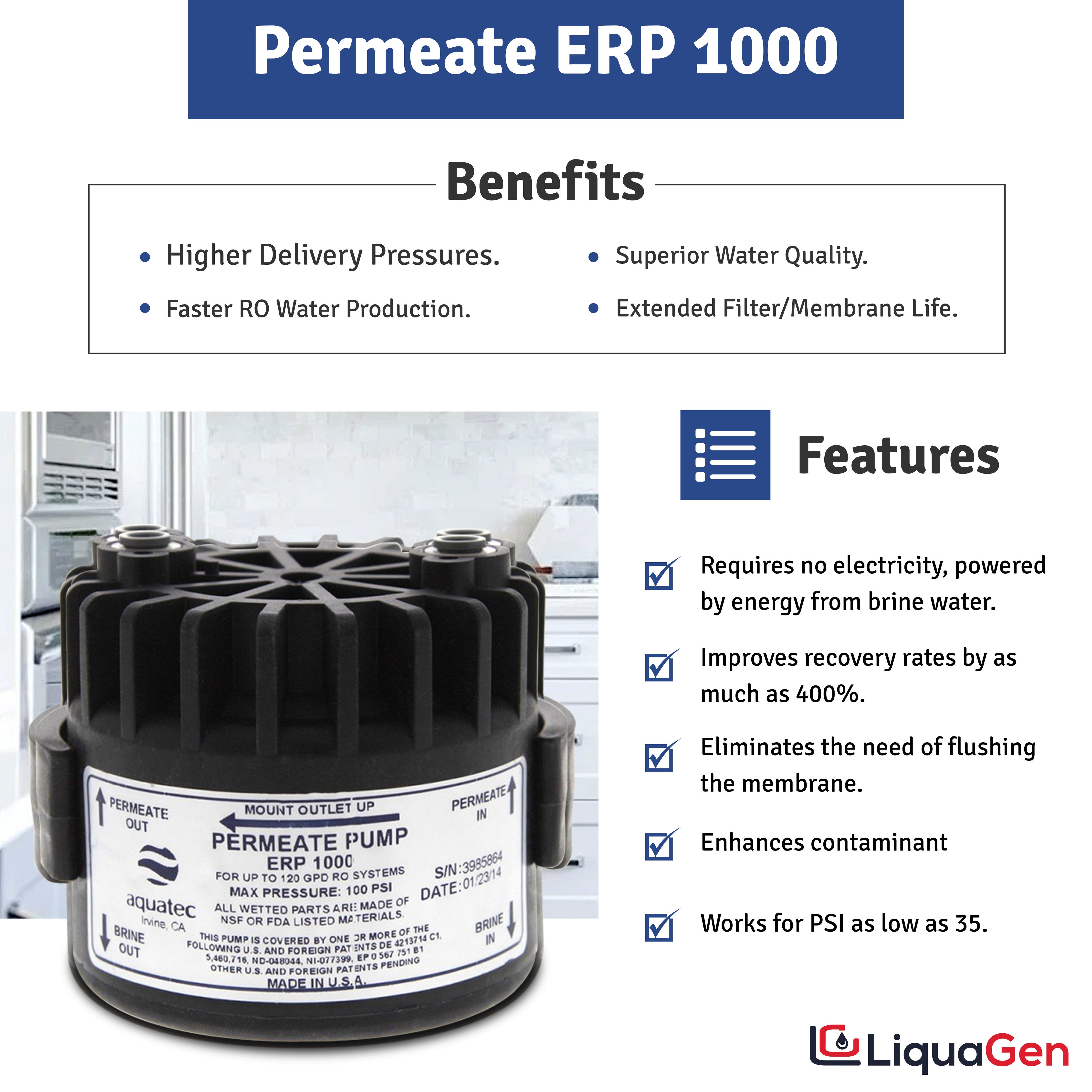 Aquatec ERP Permeate Pump + Mounting Clip - LiquaGen Water